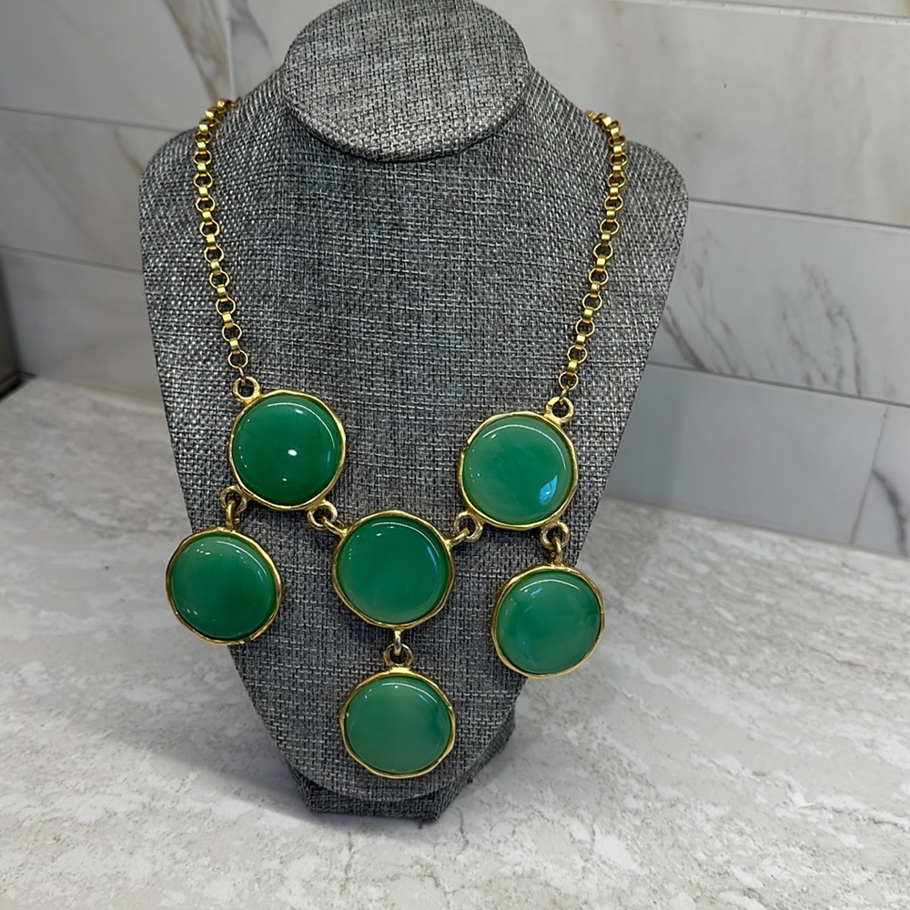 Kenneth J Lane green and gold bib necklace. Statement piece! - Picture 1 of 7